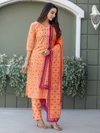 Orange Colour Cotton Blend With Print Kurti With Pant Dupatta Wholesale Clothing Suppliers In India Aaradhna 2029